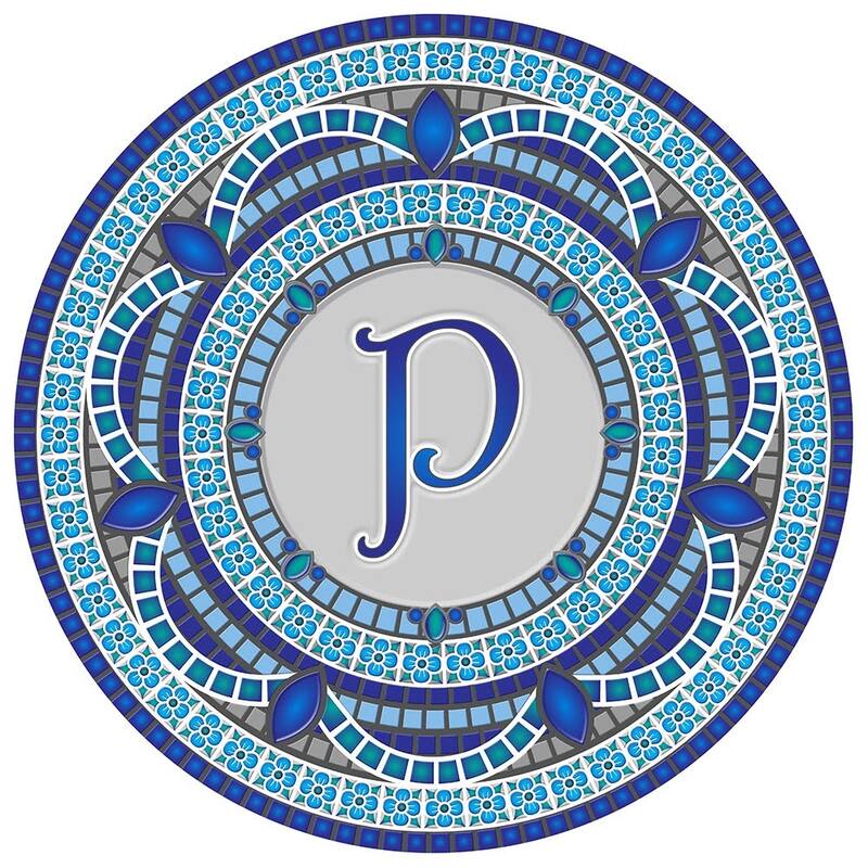 Custom Monogram Decorative Poolmat #1 - Mosaic Pool Art - 29" in Diameter - Letter "P"
