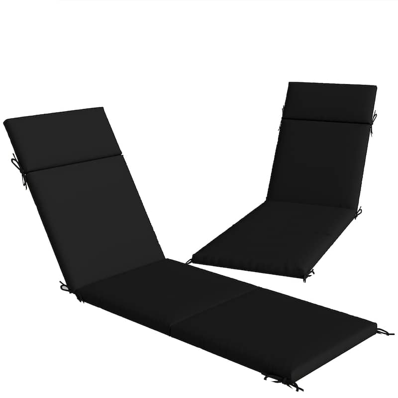 Outsunny Outdoor Chaise Lounge Cushions Set of 2, Chaise Lounge Cushions with 6 Ties, High-Density Foam