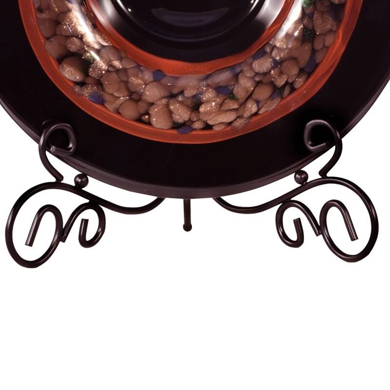 Ebony Hand Blown Art Glass Charger Plate with Stand