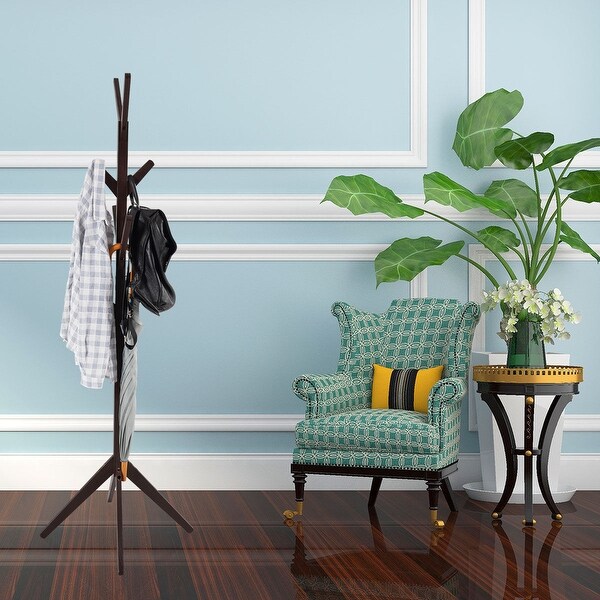 black wood coat tree