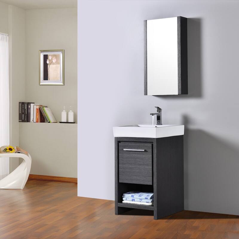 Solid Wood Bathroom Vanity with Mirror Medicine Cabinet