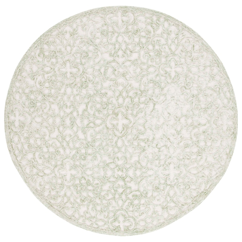 SAFAVIEH Handmade Trace Racheal Modern Wool Rug - 6' Round - Ivory/Green