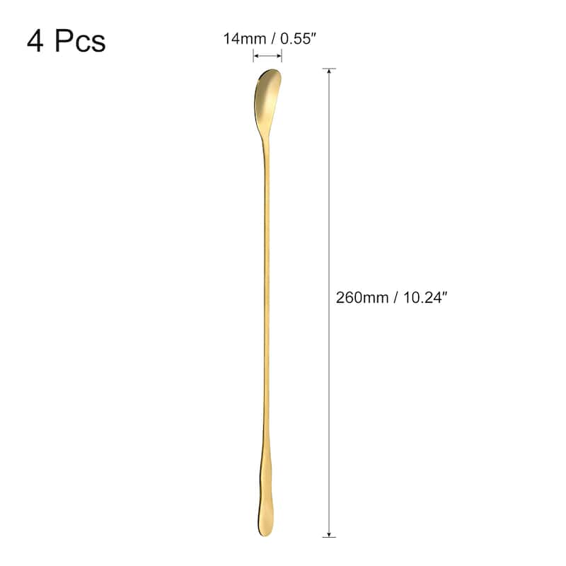 Stainless Steel Stirring Spoon, 4Pcs 10.24-Inch Long Handle Spoon - Gold