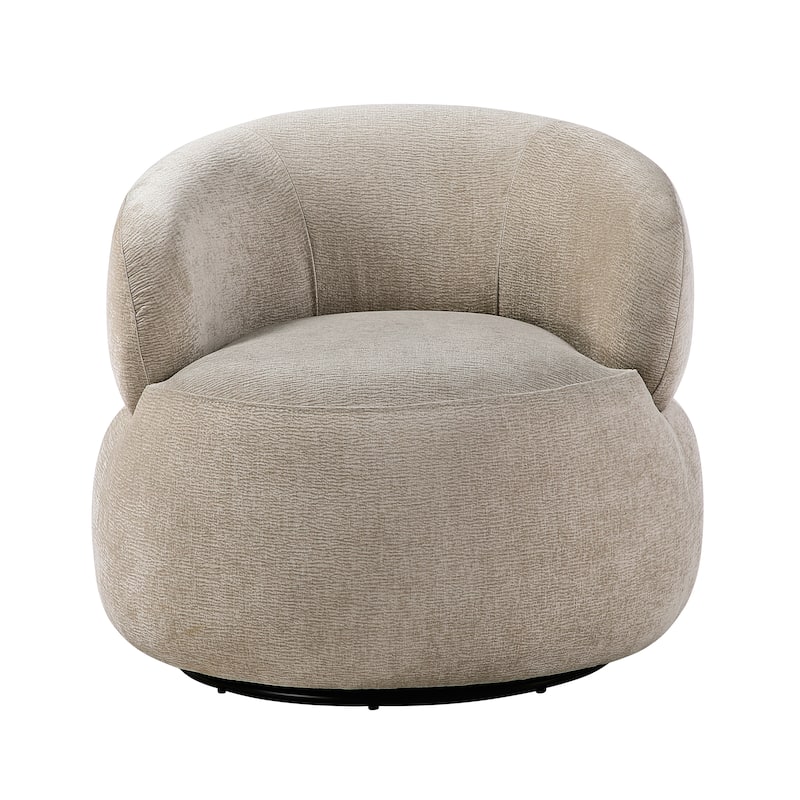 Fremont & Park Rhea 32" Dia Chenille Swivel Chair - 360-Degree Metal Swivel Base