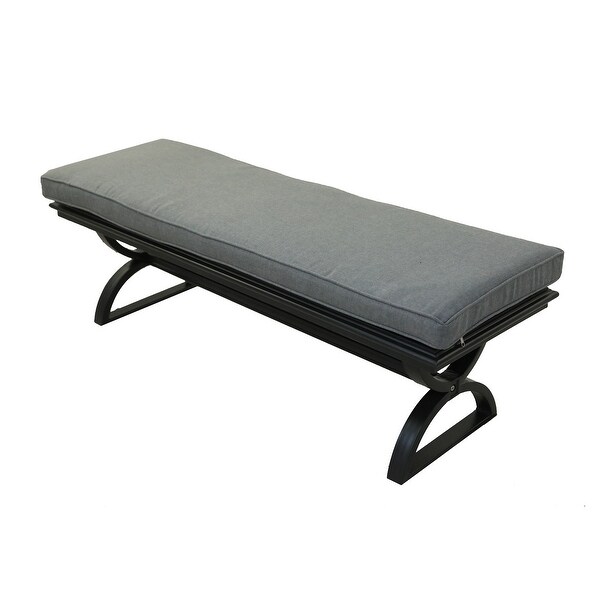 Wynn 58 Inch Outdoor Patio Bench Cushion Aluminum Crossed Legs Gray Bed Bath Beyond 36898623