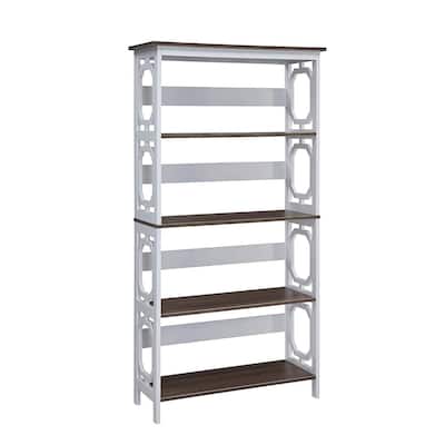 5-Tier Contemporary Bookcase with Geometric Side Panels and Multiple Open Shelves for Organization - 31.5