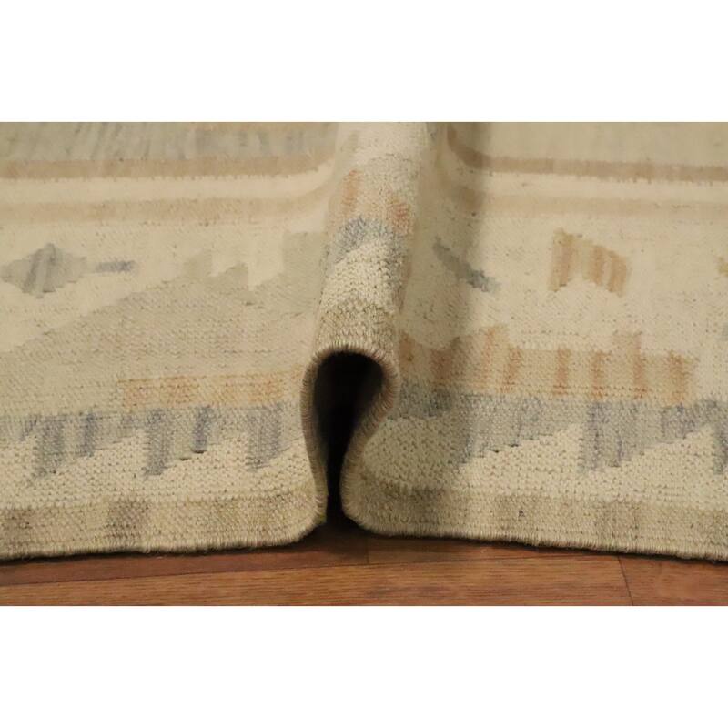 Hand Woven Oriental 100% Wool Carpet Southwestern Tribal Greys & Charcoal Kilim Area Rug - 9' 1'' X 5' 8''