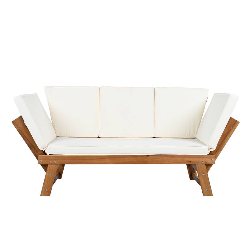 Convertible Patio Sofa Lounger, 3-Position Adjustable Outdoor Daybed with Water-Resistant Cushions & Pillows
