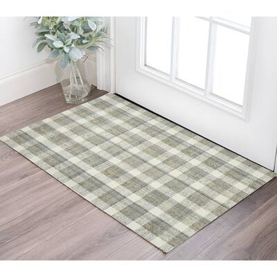 HomeRoots Plaid Transitional Rectangle Area Rug - 36.00 in. x 24.00 in. x 0.45 in.