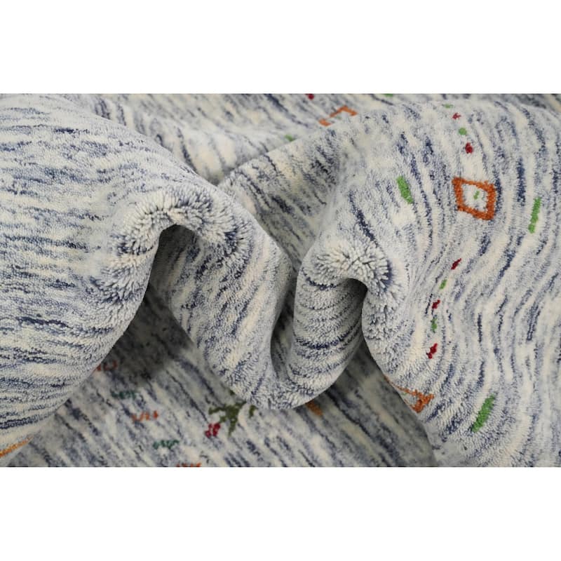 Hand Knotted Oriental 100% Wool Carpet Tribal Animal Pictorial Navy Blue & Blues Gabbeh Area Rug - 10' 0'' X 6' 7''
