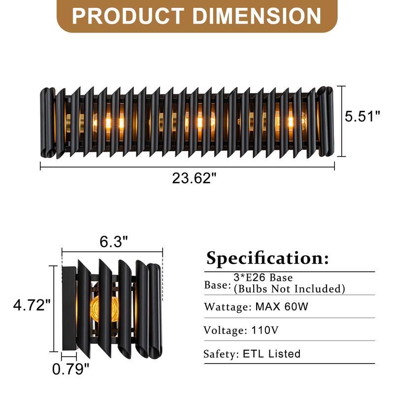 Black Angled Slatted Cylinder Wall Sconce Modern Industrial Light