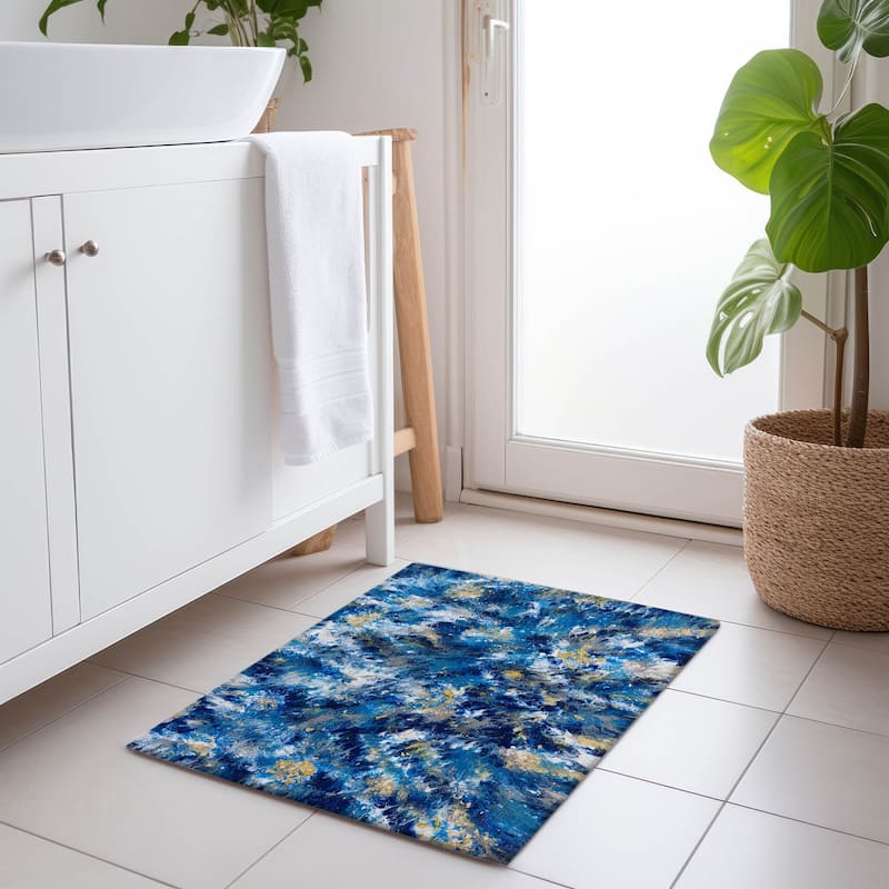 Premium Washable Super Soft Abstract Contemporary Mayfield Rug - Blue - 1' 8" x 2' 6" - Rectangle