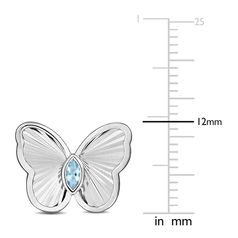 Miadora 1/4ct TGW Marquise-Cut Sky Blue Topaz Butterfly Stud Earrings in Sterling Silver