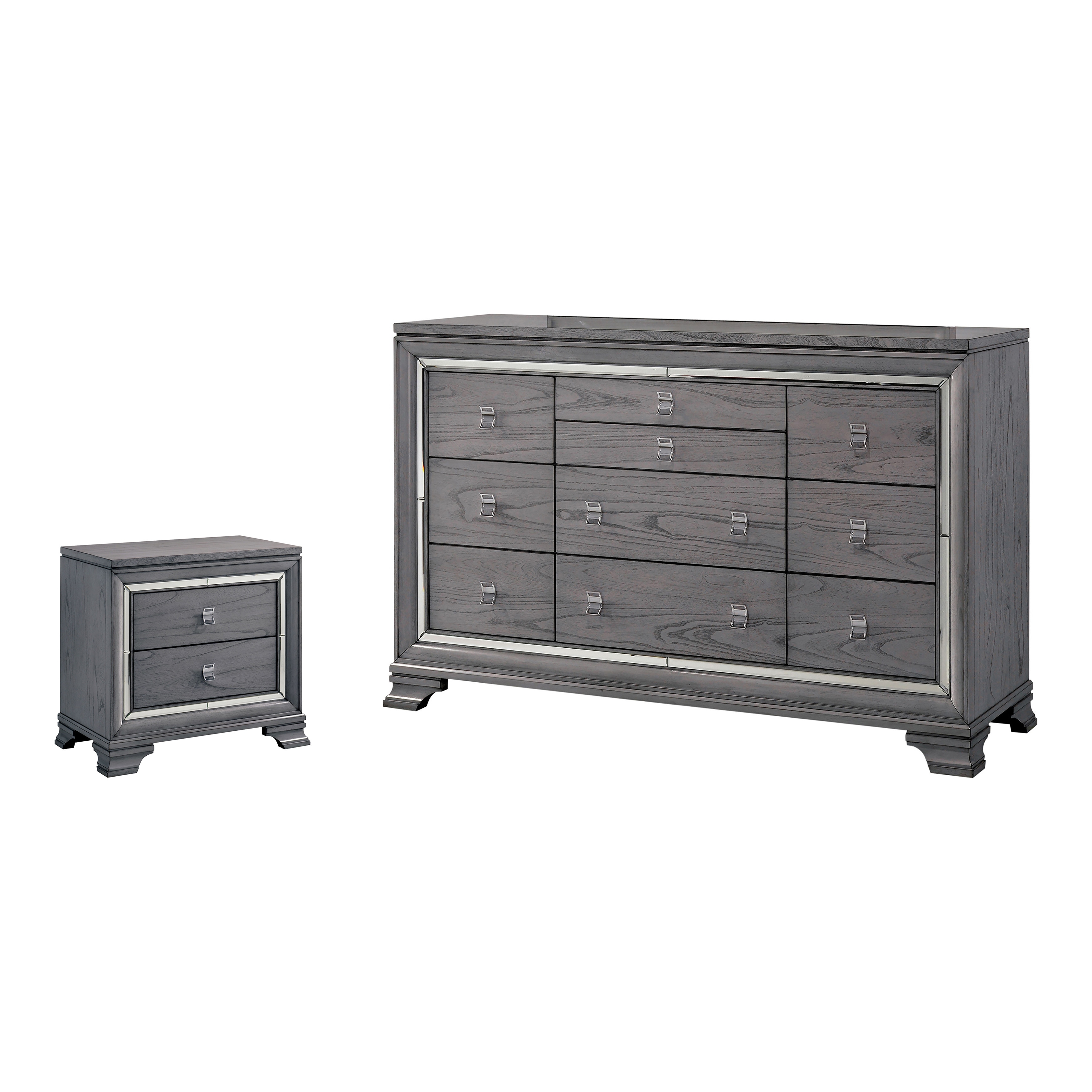 slim fit dress slacks Gray Upholstered 6-Piece Bedroom Set with Marble Top