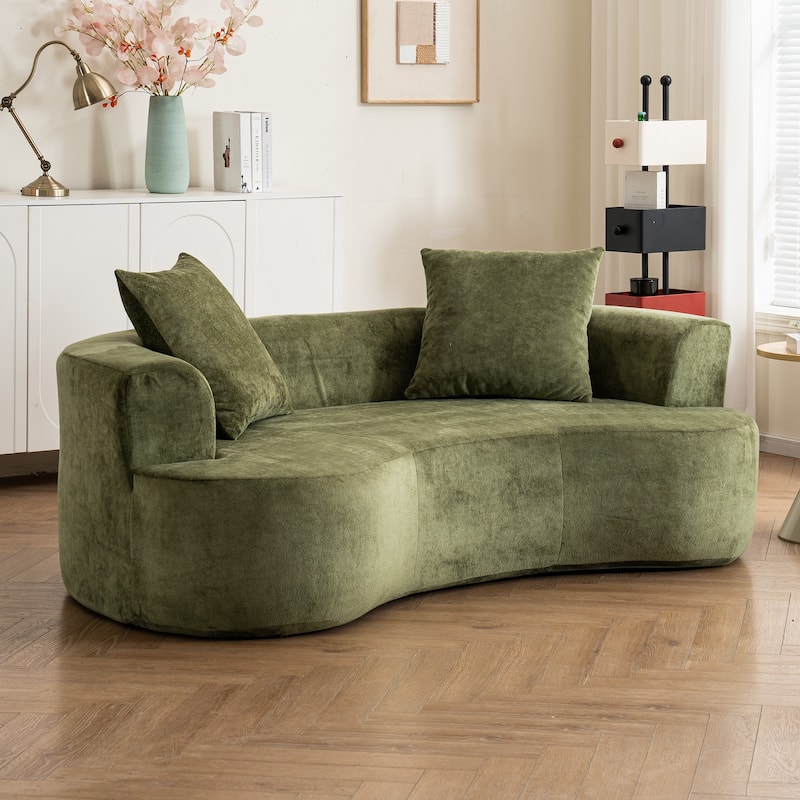 Moon-shaped Chaise Couch Chenille Cat Waist Deep Seat Loveseat Sofa
