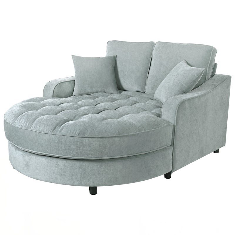 55" Modern Chaise Lounge Sofa Bed Upholstered Sofa Couch with Seat and Detachable Pillows for Living Room