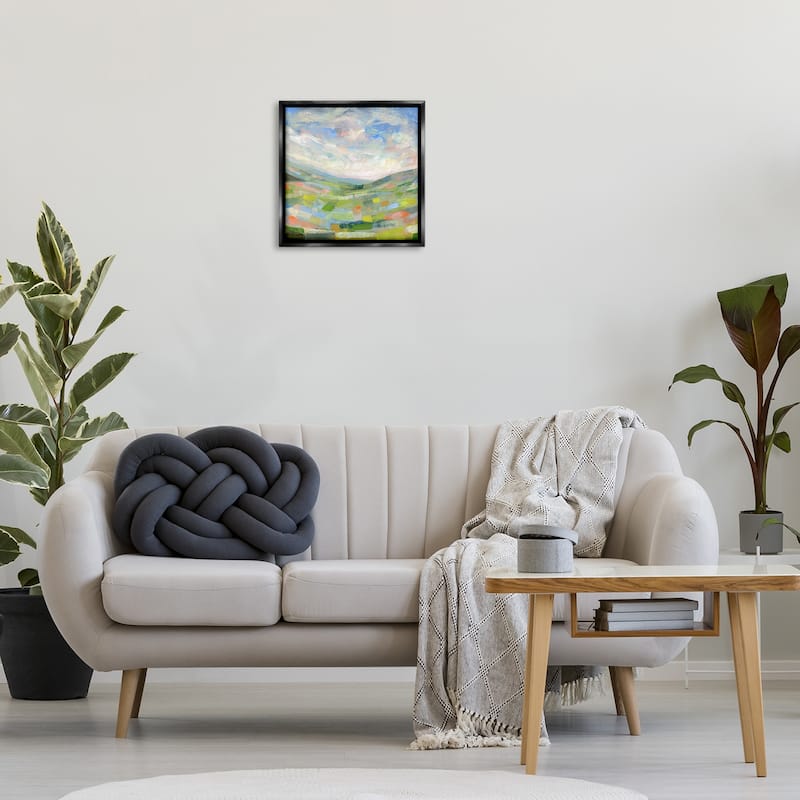 Stupell Jolly Geometric Countryside Scene Framed Floater Canvas Wall Art Design By Ashley Davis