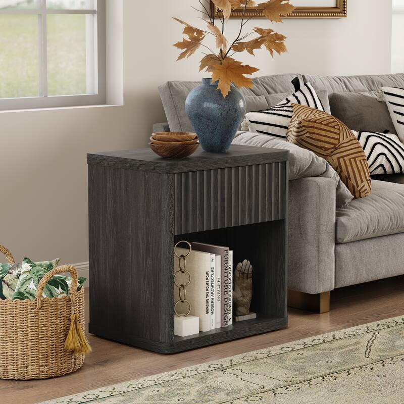 SICOTAS Set of 2 Nightstand with 1 Drawer and Open Storage