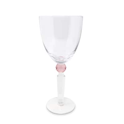 Wine Glasses with Colored Diamond on Stem, Set of 6
