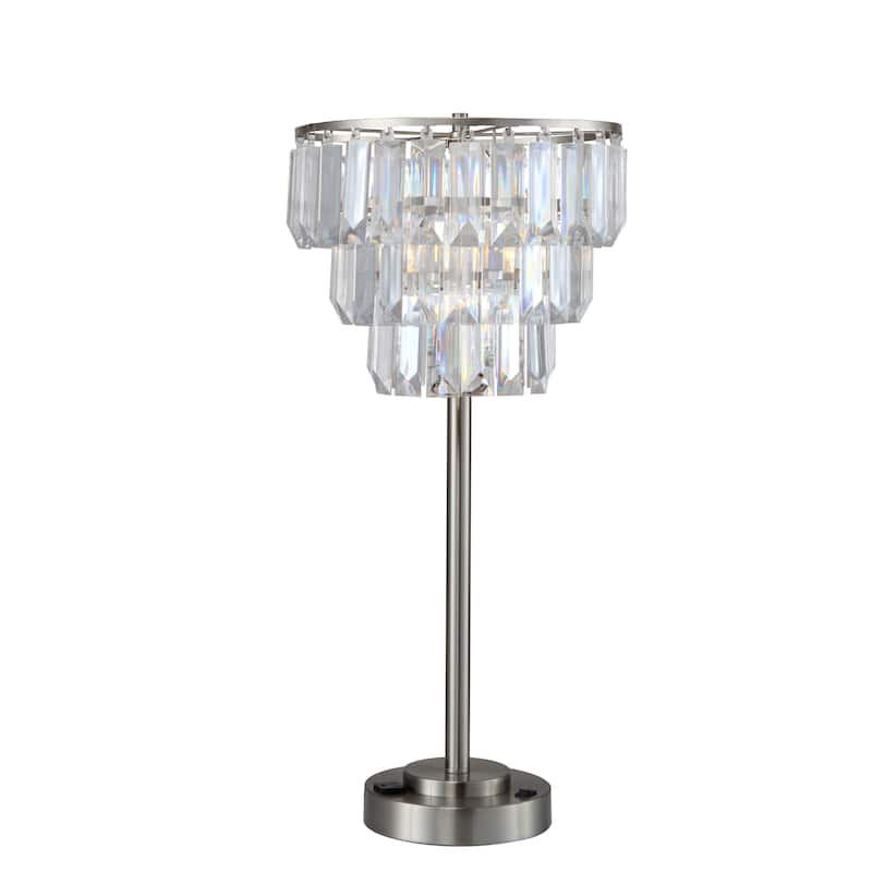 27.5"H CONTEMPORARY CRYSTAL SHADE TABLE Lamp(1PC/CTN) (1.01/9.25) - Chrome