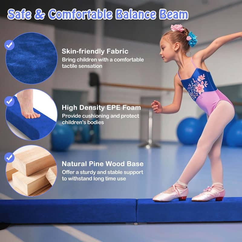 Costway 8 FT Folding Gymnastic Beam with Anti-slip Base Pine Wood - See Details