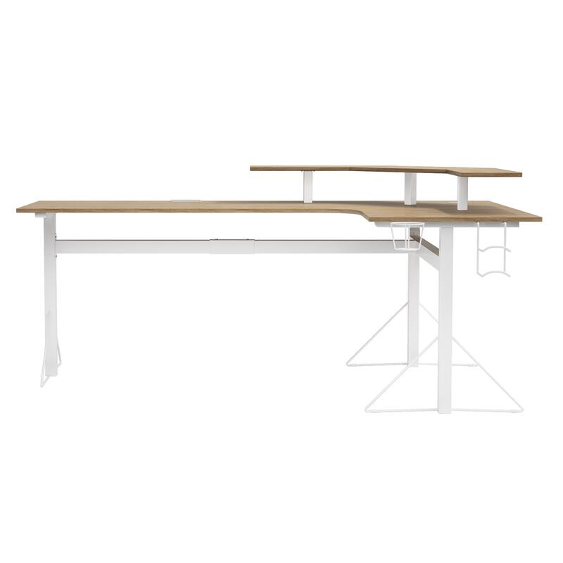 Jamesdar Core Powered L-shaped Computer Gaming Desk with Monitor Stand