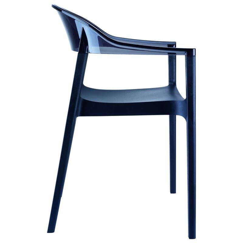 32" Black Transparent Stackable Outdoor Patio Dining Arm Chair