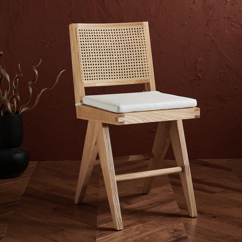 SAFAVIEH Couture Meine Rattan 22-inch Counter Stool - 18 In. W x 23 In. D x 38 In. H - 18Wx23Dx38H - Natural