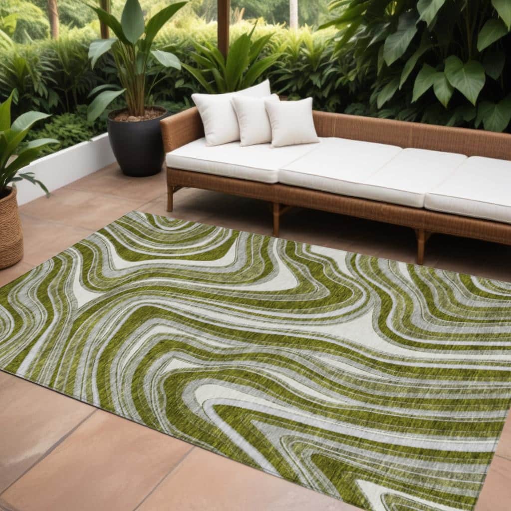 HomeRoots Abstract Transitional Rectangle Outdoor Rug