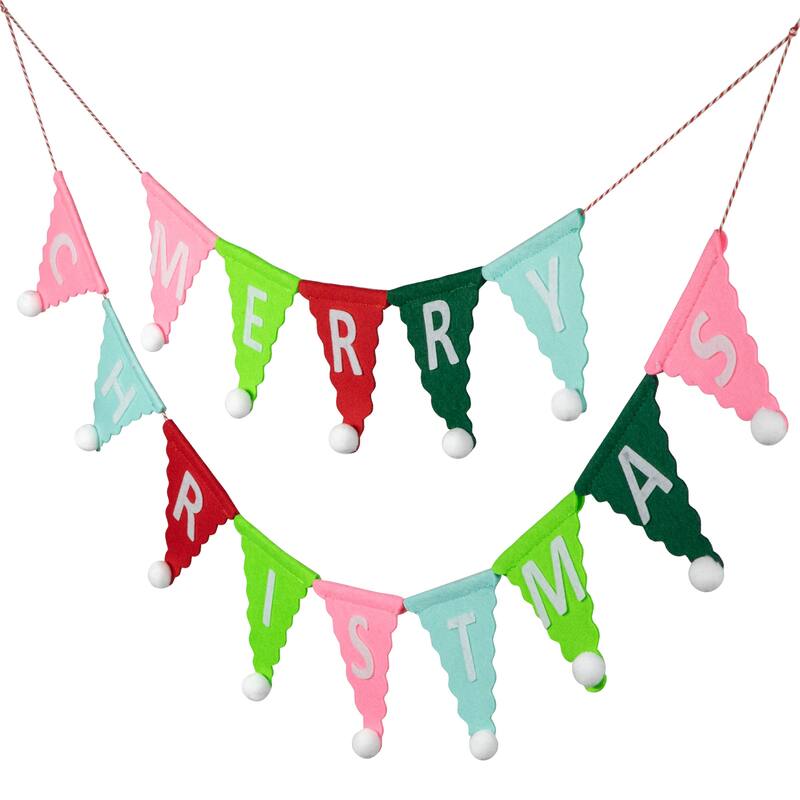 45" Multi "Merry Christmas" Banner Garland - Unlit