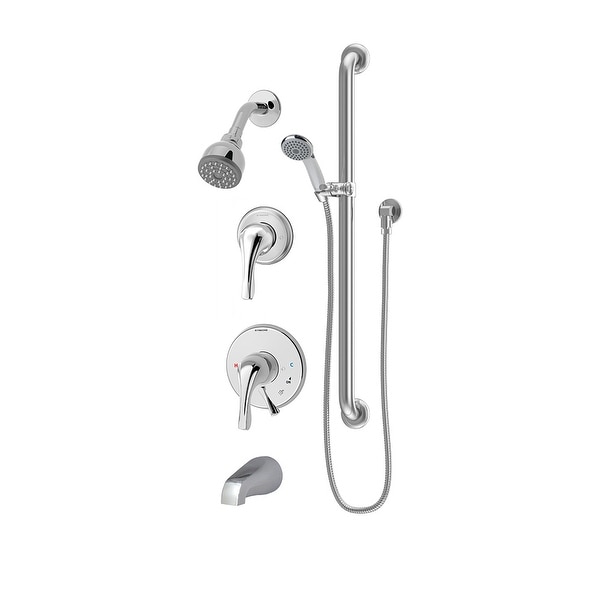 Symmons S-9606-X-PLR-2.0 Origins Tub and Shower Trim Package with Single Function Shower Head and Rough In Valve with Triple