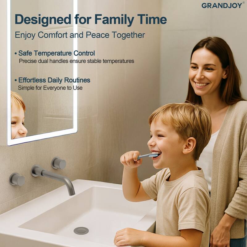GRANDJOY 2-Handle Wall Mounted Bathroom Faucet