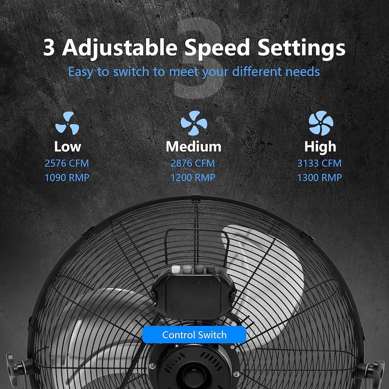20'' Floor Fan High Velocity Floor Fan w/ Adjustable Tilt & Speed