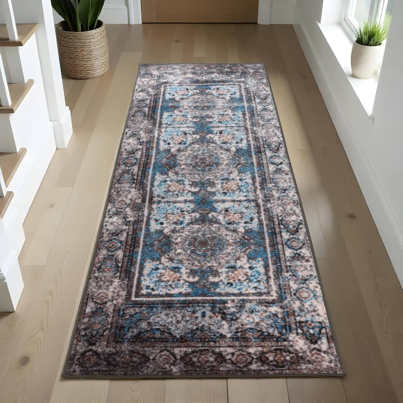 Superior Ezra Medallion Non-Slip Washable Indoor Runner or Area Rug - 2' 7" x 8'