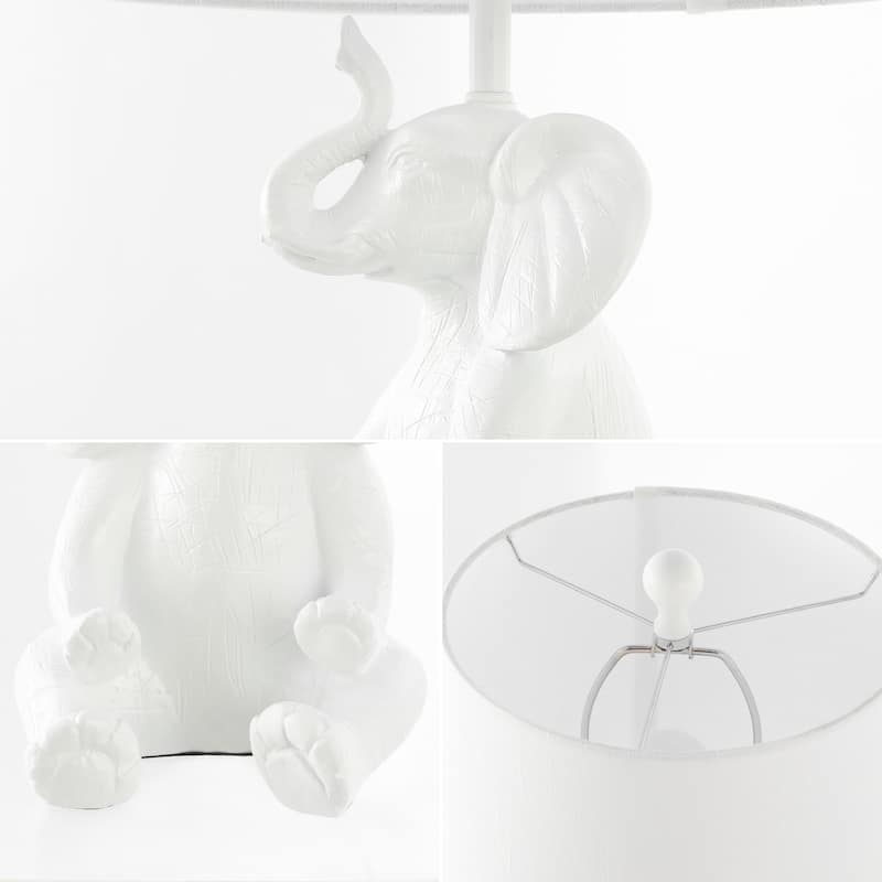 Laken 21" Modern Shabby Chic Resin/Iron Happy Elephant LED Kids' Table Lamp with Phone Stand, by JONATHAN Y