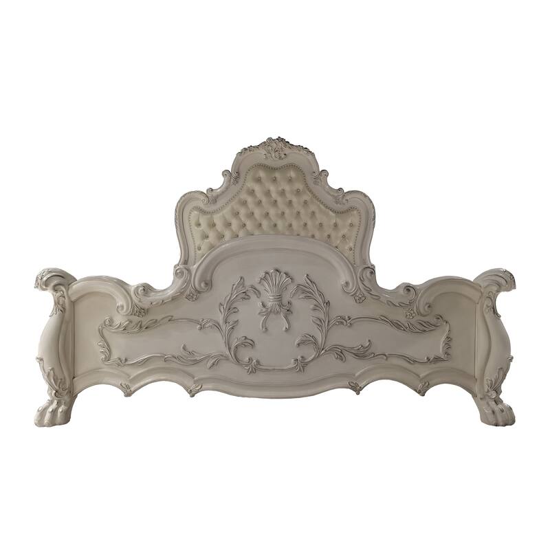 Adison Ivory and Bone White Queen Bed with Button Tufted