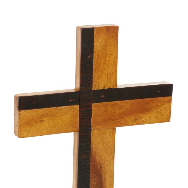 Brown Wood Modern Sculpture Cross 18 x 10 x 4 - 12 x 4 x 21