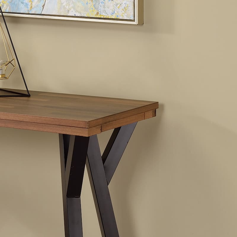 Cillen Farmhouse Black 43-inch Steel 1-Shelf Console Table by Furniture of America