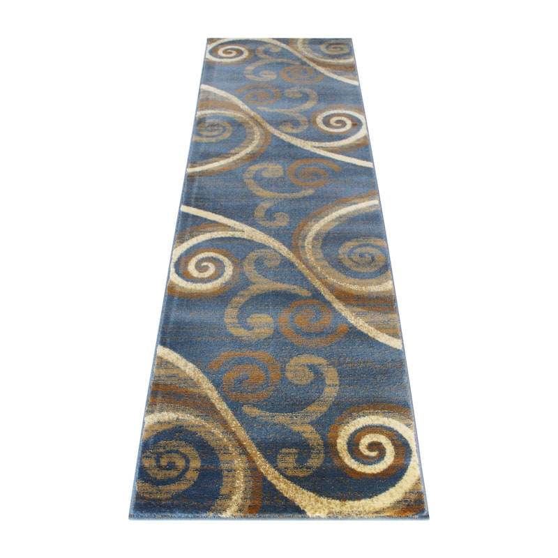 Modern Distressed Swirl Abstract Style Indoor Area Rug