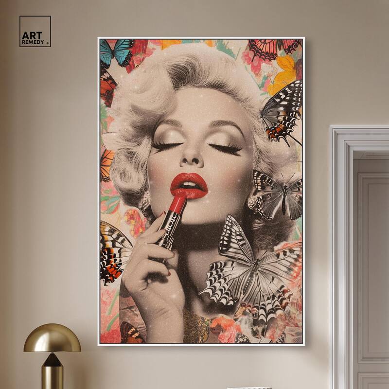 Iconic Lady Butterfly Collage Canvas by Art Remedy