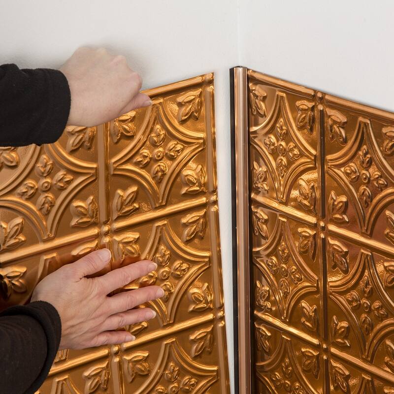 FASÄDE 47 in. Decorative Vinyl Inside Corner Trim Polished Copper (5 Pack) - 5 Pack