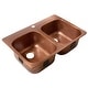 preview thumbnail 1 of 9, Santi Copper 33" Double Bowl Drop-In Kitchen Sink with 1 Hole