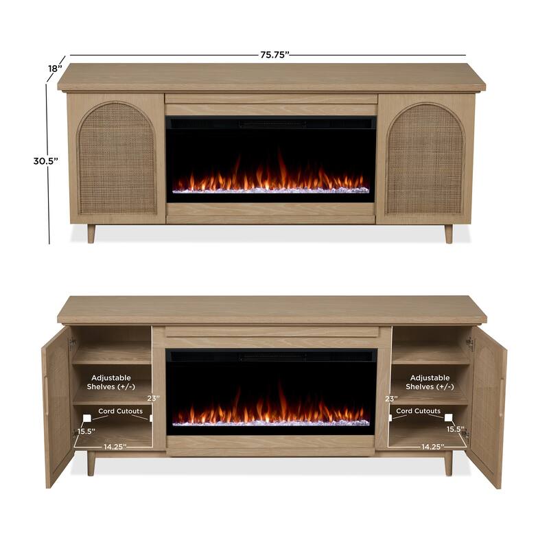 Dahlia 76" Smart Landscape Electric Fireplace TV Stand by Real Flame