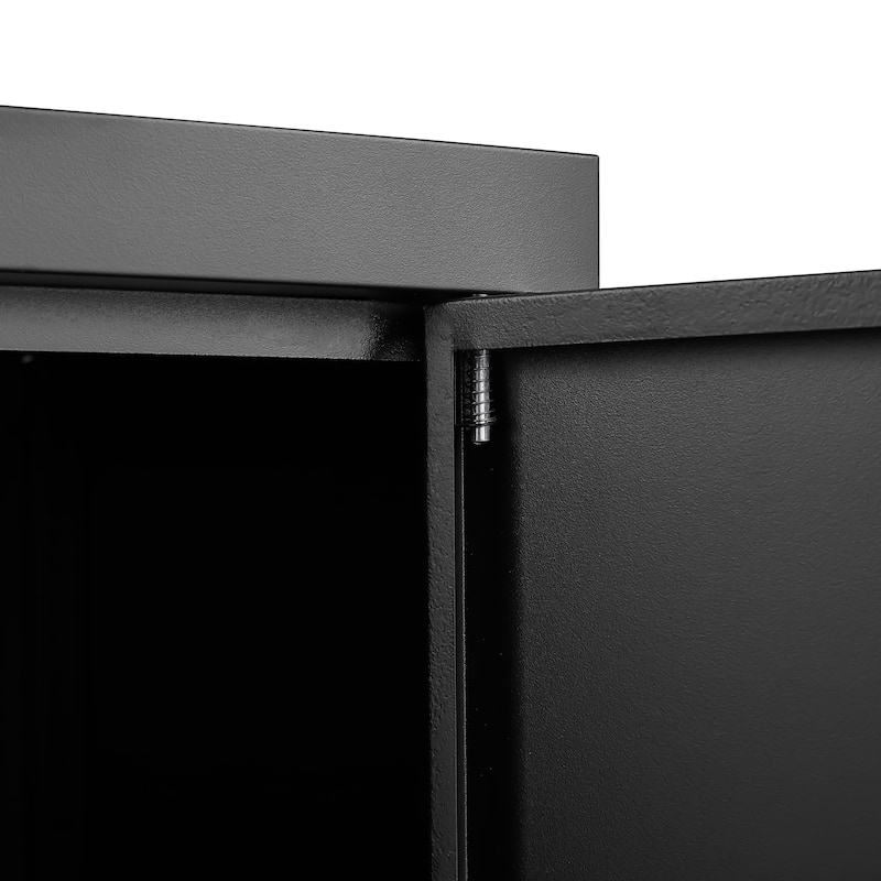 Black Lockable 2-Door Storage Cabinet with Adjustable Shelves Office Home Organizer - N/A