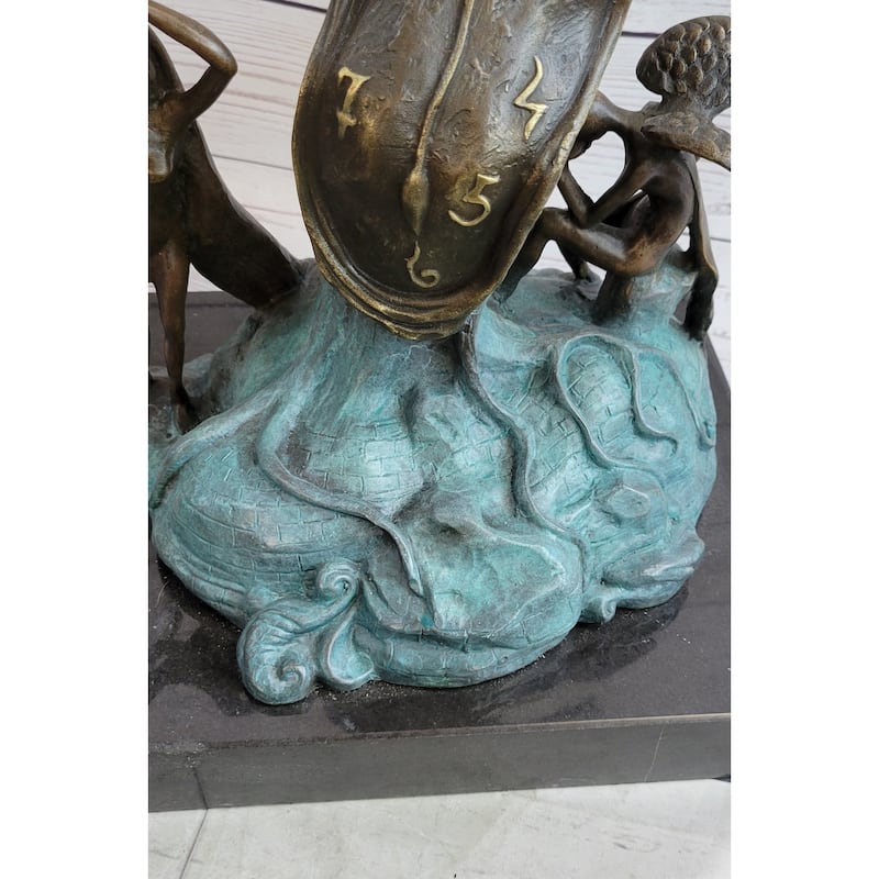 Salvador Dali Nobility Of Time Melting Clock Statue Sculpture Surrealism 17 Inches X 10 Inches