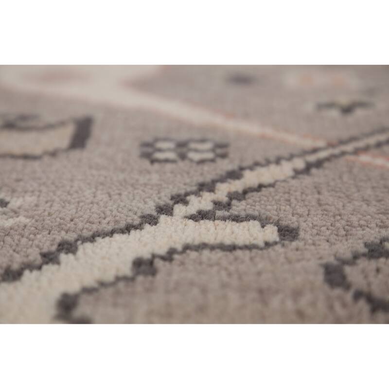 Gray Oushak Indian Runner Rug Hand-Knotted Wool Carpet - 6'0" x 18'0"