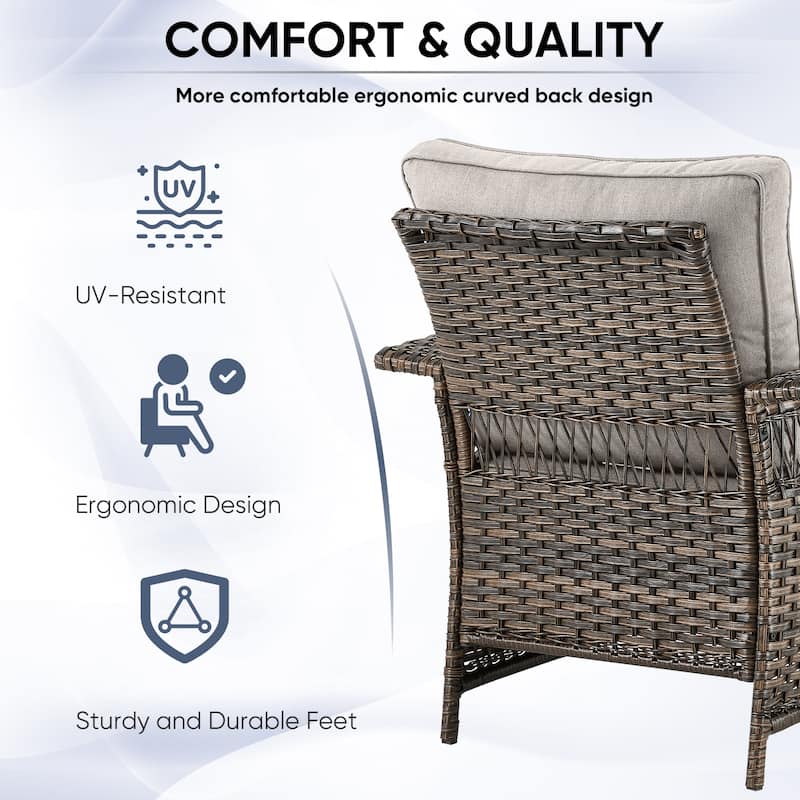 Patio Sofa with Club Chairs, Ottomans, Table