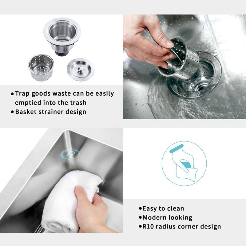 Double Bowl Undermount Stainless Steel Kitchen Sink with Faucet
