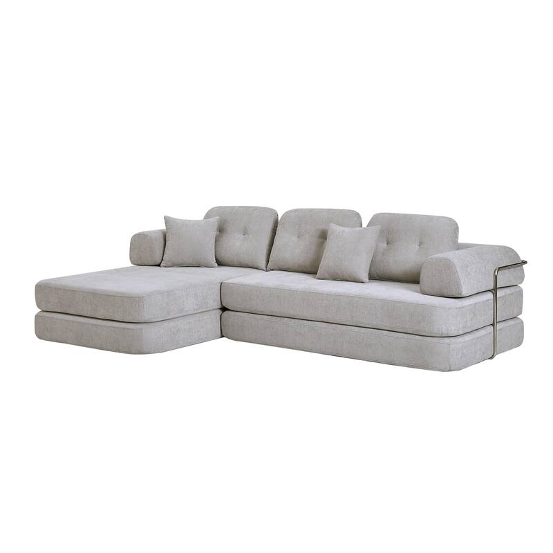 Chenille Memory Foam Sleeper Couch Freely Assembled Sectional Sofa with Chaise and Movable Armrests for Freely Assembled