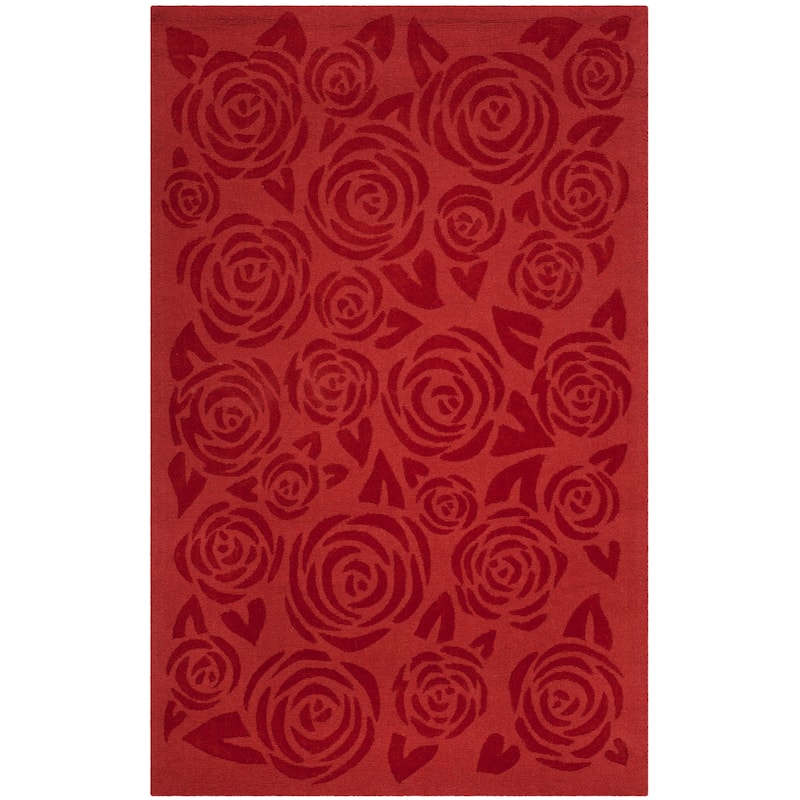 Martha Stewart by SAFAVIEH, Block Print Rose Handmade Wool Area Rug